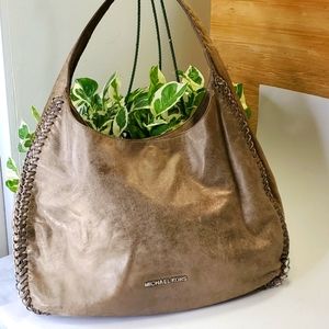 Michael Kors Gray distressed Leather chain hobo